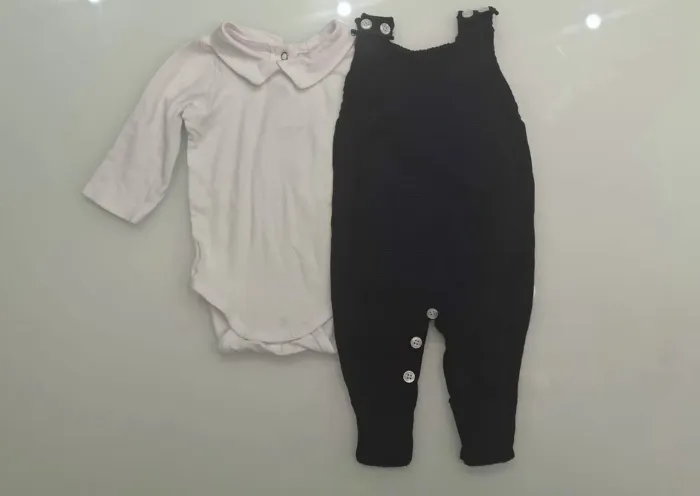 Kit Saída maternidade - Body 0-3m Hering + jardineira tricot