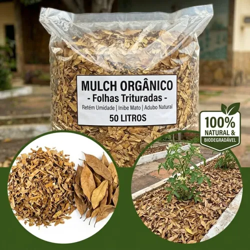 Saco de Cobertura Morta Orgânica Triturada (Mulch)