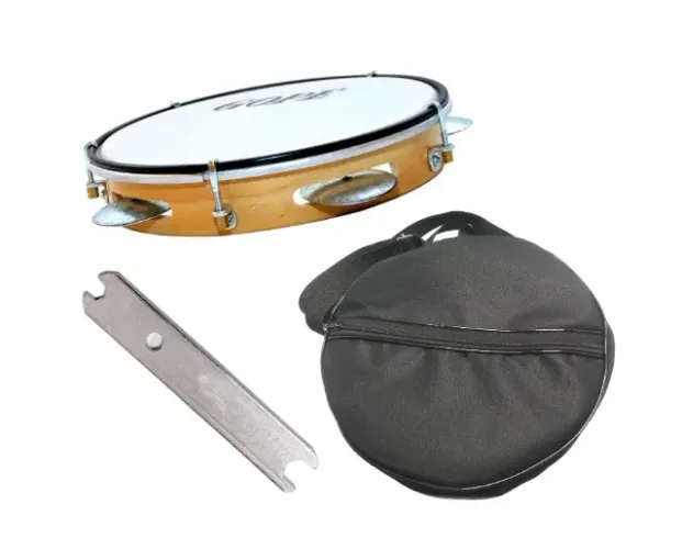 Pandeiro 8" Madeira Envernizada Pele Nylon + Case (simples) - Gope