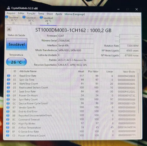 HD Seagate Barracuda 1t 100% Saudavel