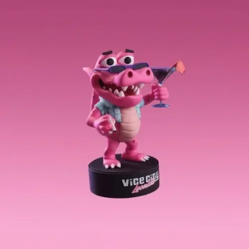 Jacaré Rosa Macca GTA 6 Crocodilo Gamer Colecionável Decoração Geek Presente Fã de Games