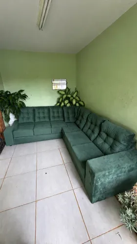 Sofá de Canto Simples Verde Musgo (Suede) - Excelente Estado