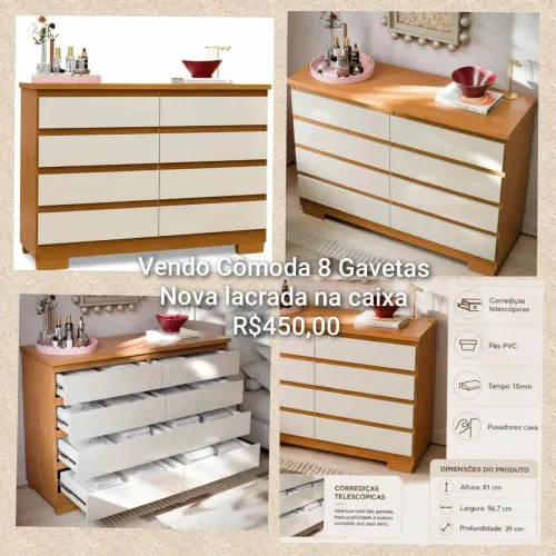 Cômoda 8 Gavetas Nova