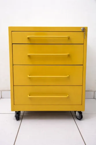 Gaveteiro Tok Stok Amarelo de Metal com Rodinhas
