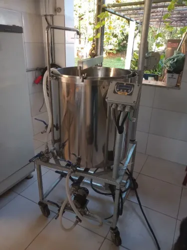 Panela cervejeira single vessel, máquina cerveja inox 120 lts