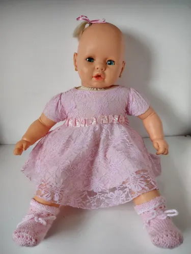Boneca Antiga Meu Bebê Estrela 65cm Olhos Azuis