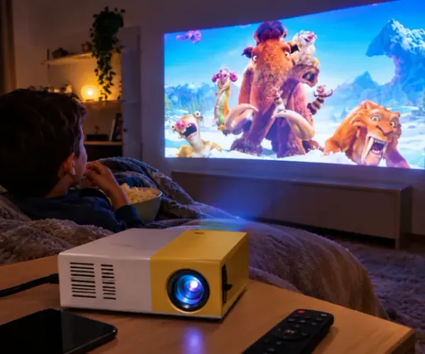 Mini projetor Portatil Led 1080p com saida HDMI 600Lumes