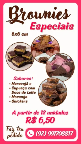 Brownies Especiais tipo bombom, com coberturas de chocolate meio amargo
