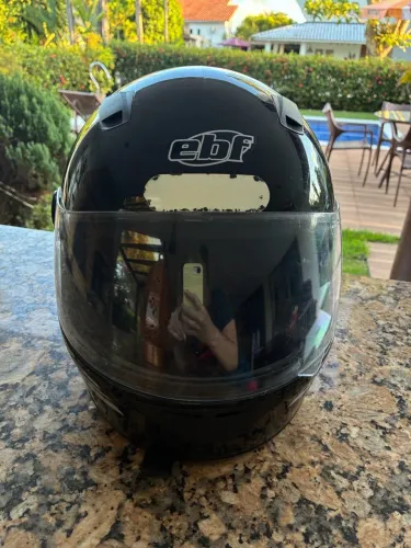 Capacete EBF Preto com Viseira Transparente