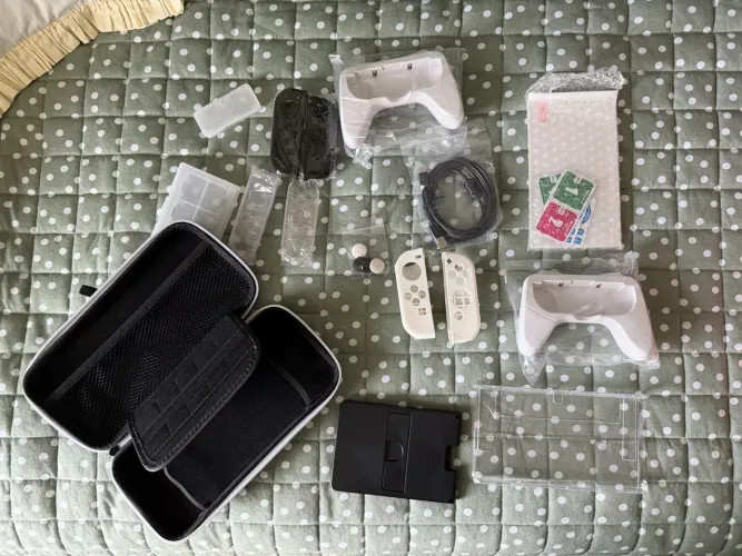 Kit acessórios para Nintendo Switch - Case Capa Película Grips Caps Suporte