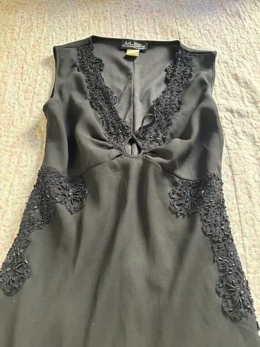 vestido midi art blue preto p
