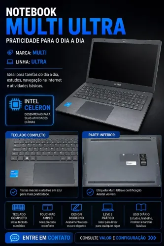 NOTEBOOK NOVO MULTI ULTRA - Intel Celeron; uma versão Celeron N4020 4GB 128GB