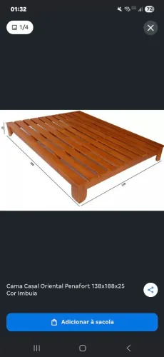 Cama oriental firme em madeira maciça de Imbuia.
