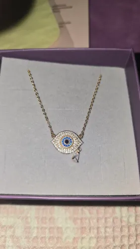 Gargantilha Olho Grego banhada a ouro com zircônias