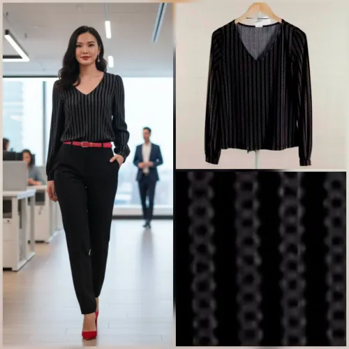 Blusa estampa risca de giz