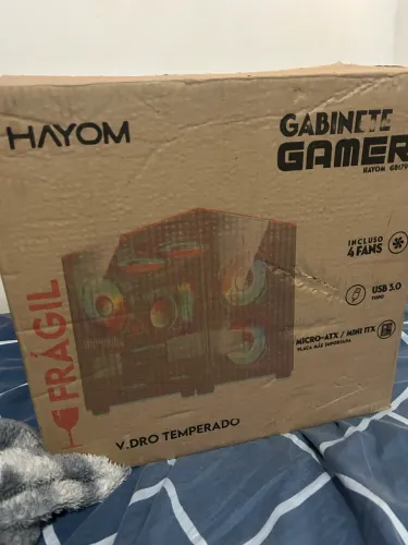 Gabinete gamer hayom aquário com 4cooler fan led Rgb 