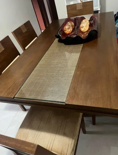 Mesa 6 lugares tampão de vidro intacto