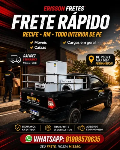 Erisson fretes e mudanças . Maceió,Natal .Caruaru,Garanhuns vamos até vc