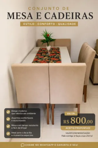 Conjuntos de Mesa de 6 Cadeira