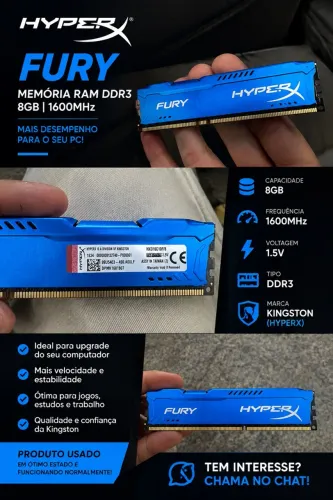 MEMÓRIA RAM HYPERX FURY DDR4 AZUL - KINGSTON | VISUAL GAMER!