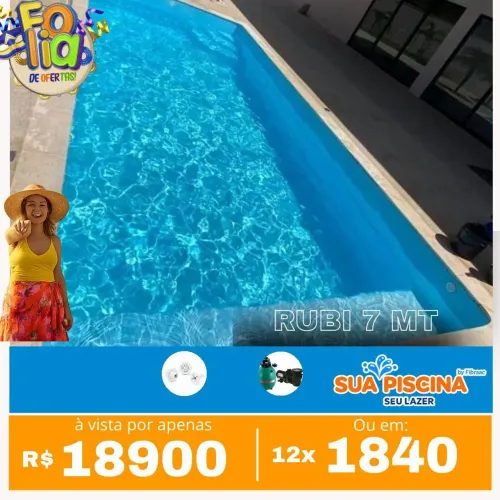 Piscina Retangular 7 metros promoção completa com aquecimento e instalada
