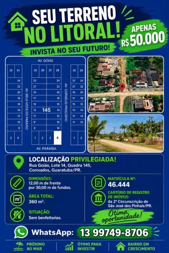 VENDE-SE TERRENO EM GUARATUBA/SC?