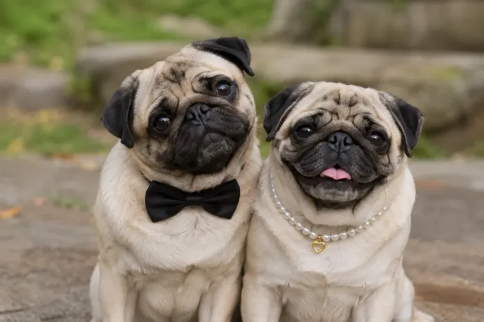 Casal de pug adulto 