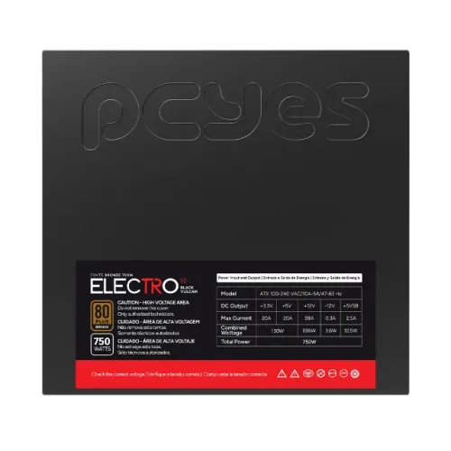Fonte Gamer Pcyes Electro V2 750W Black Vulcan 80 Plus Bronze - Elecv2Pto750W