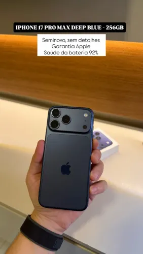 iPhone 17 Pro Max Deep Blue 256GB, Seminovo 92%, com Garantia Apple
