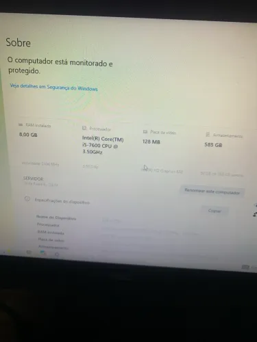 Pc I5 Sétima geração, SSD 128gb, 8gb