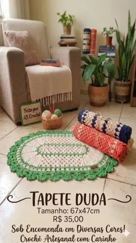 Tapete de croche - Transforme sua casa com o charme artesanal do Tapete Duda! ?