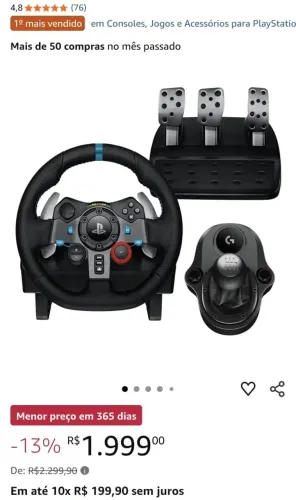 Volante Logitech G29 + Câmbio Shifter