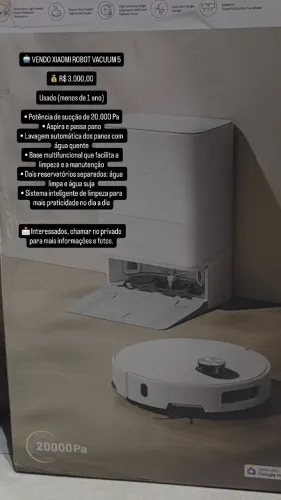 Xiaomi Robot Vacuum 5 com Base Autolimpante + Acessórios - R$ 3.000