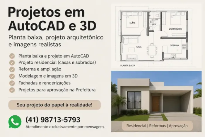 Projeto AutoCAD + 3D | Planta Baixa e Projeto Residencial
