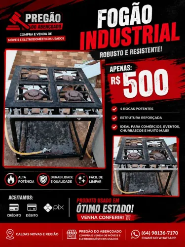 Fogão industrial funcionando perfeitamente passamos cartão