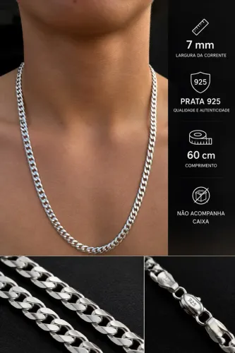 Corrente Italiana Prata 925 - 7mm | 60cm | Masculina
