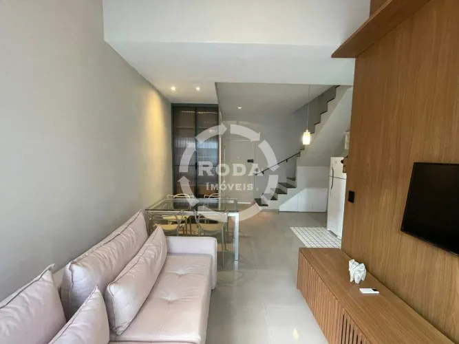 Flat no coração do Gonzaga (Mobiliado), 2 Quartos, 1 Vaga, Andar Alto, Próximo da Praia, L
