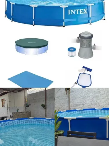 Piscina 5.000 litros c/ capa, bomba e kit limpeza 