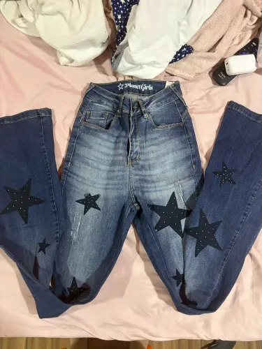 calça jeans flare estrela planet girls