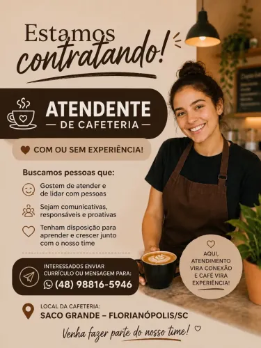 Vaga para Atendente de Cafeteria