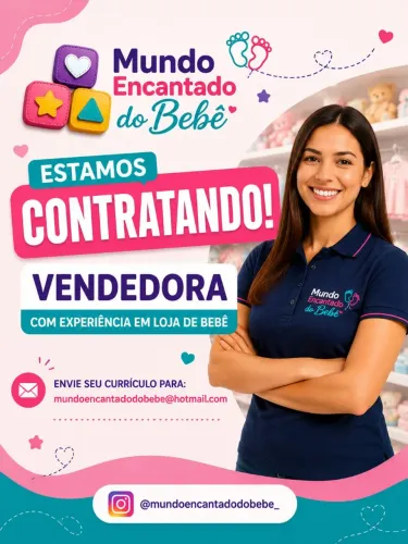 Vaga para vendedora com experiencia em loja de bebê 