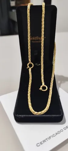 Conjunto Lindo em Ouro 18K (750) Gargantilha Coqueiro + Pulseira Coqueiro | 14,82g