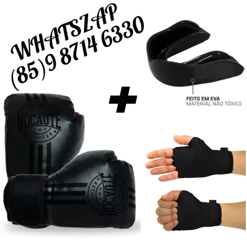 Kit boxe e luta infantil o adulto. Luvas bandagem e bucal. Entrega grátis 