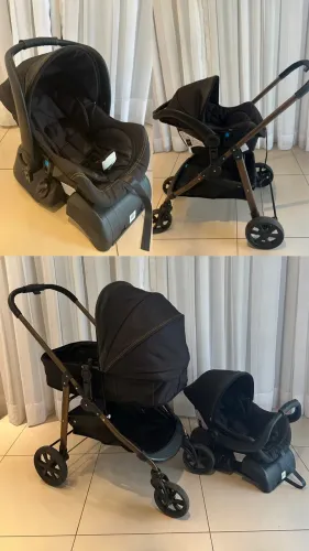 Carrinho de bebê Moisés Extreme Galzerano 3 em 1, reversível, com bebê conforto e base