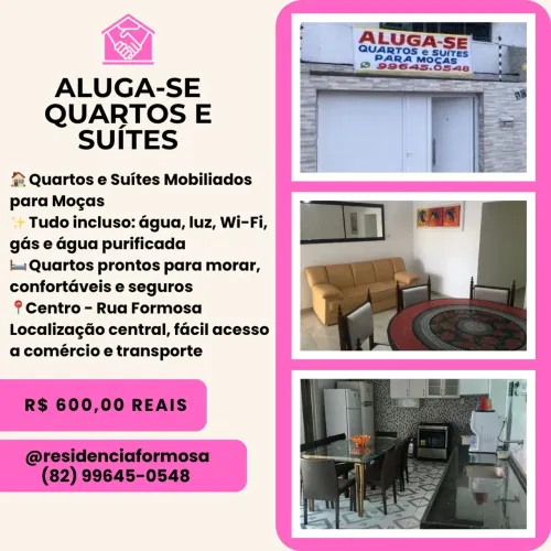 Alugo Quarto individual em Residência para Moças e Senhoras na Rua Formosa