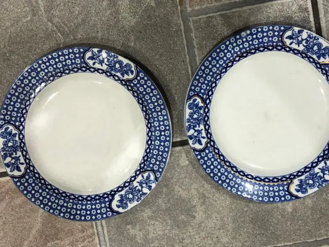 Par de pratos em porcelana inglesa