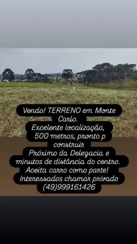 Terreno pra vender Monte Carlo (SC)