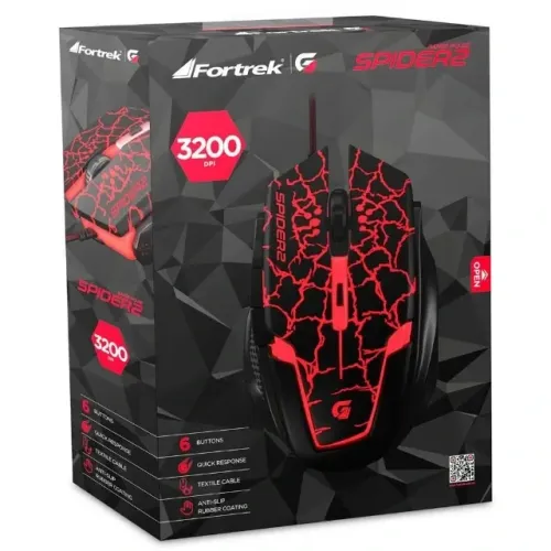 Mouse Gamer Fortrek Spider OM-705 USB RGB 2400 DPI - Garantia e Nota Fiscal