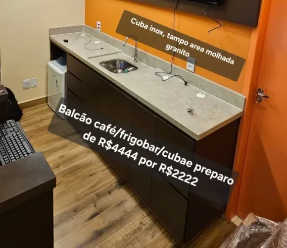 Balcão café/frigobar e cuba preparo 