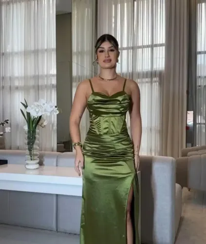Vestido festa Verde Oliva
